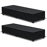 GoldenRaindrop Waterproof Patio Lounge Chair Cover 2 Pack Outdoor Chaise Lounge Covers 600D Weather Resistant Material, UV Protection, Windproof Design Outside Furniture Covers 80" x 28" x 14" H,Black