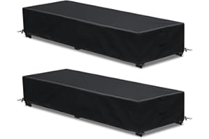 GoldenRaindrop Waterproof Patio Lounge Chair Cover 2 Pack Outdoor Chaise Lounge Covers 600D Weather Resistant Material, UV Protection, Windproof Design Outside Furniture Covers 80" x 28" x 14" H,Black