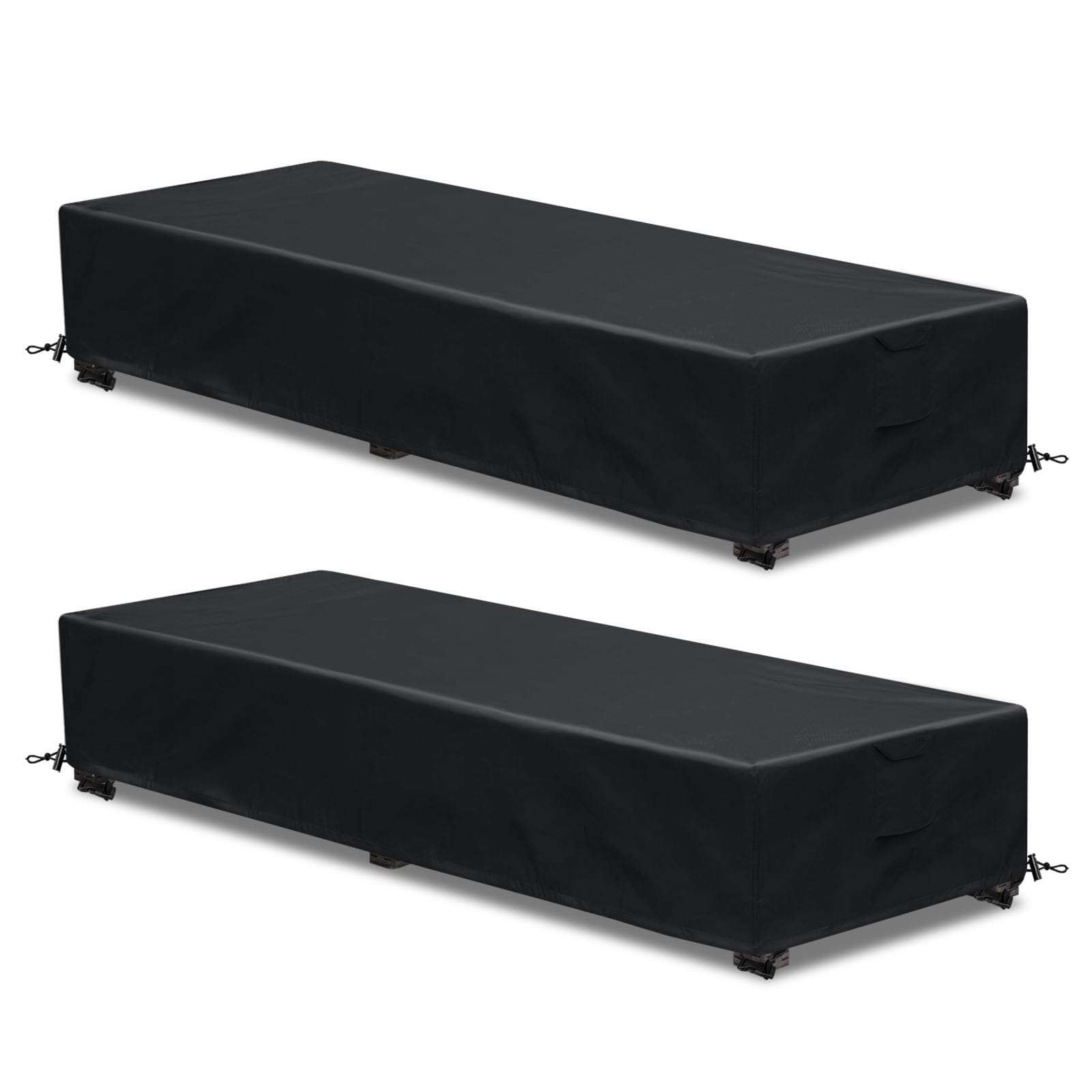 Photo 1 of GoldenRaindrop Waterproof Patio Lounge Chair Cover 2 Pack Outdoor Chaise Lounge Covers 600D Weather Resistant Material, UV Protection, Windproof Design Outside Furniture Covers 80" x 27" x 14" H,Black