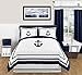 Sweet Jojo Designs Navy and White Queen Bed Skirt for Anchors Away Nautical Boys Bedding Sets