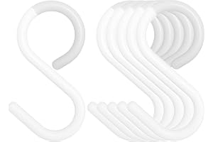 Mt.Jun 6-Pack Secure & Quiet Plastic S Hooks, Flexible Neck for Easy Twist & Lock, Completely Rust-Free, Holds up to 10 lbs, 