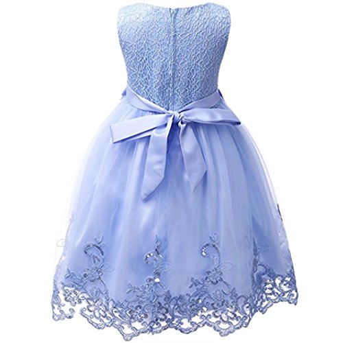 ZAH Girl Dress Kids Ruffles Lace Party Wedding Dresses(Blue,9-10Y) - Thumbnail 3