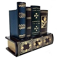 Bellaa 20591 Decorative Books Design Wooden Office Supply Caddy Pencil Holder Organizer with Bottom Drawer