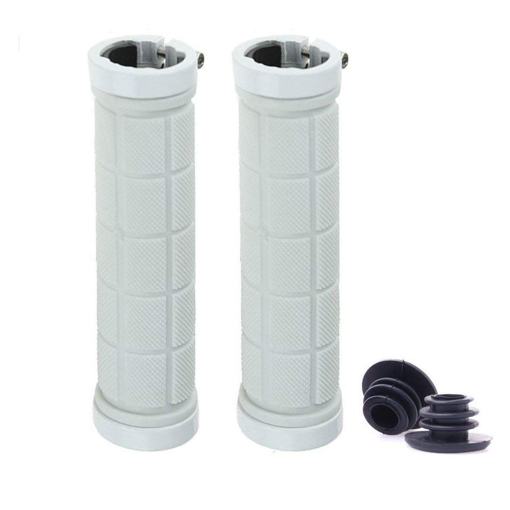 CarbonEnmy Bicycle Handlebar Grips Bicycle Grips Handlebar Grips with Handlebar End Caps Non-slip Rubber Bicycle Handle with Aluminum Ring for Road Citybike Mountain Folding Bike (white)