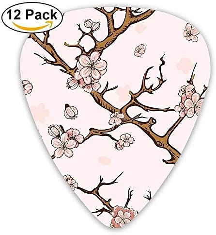 12-Pack Custom Guitar Picks Flower Drawing Pattern Standard Bass Guitarist Music Gifts