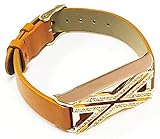 BSI New Brown Leather Replacement Bracelet With Crystal Diamonds Encrusted Jewelry X Design Rose Gold Metal Housing For Fitbit Flex Smart Band