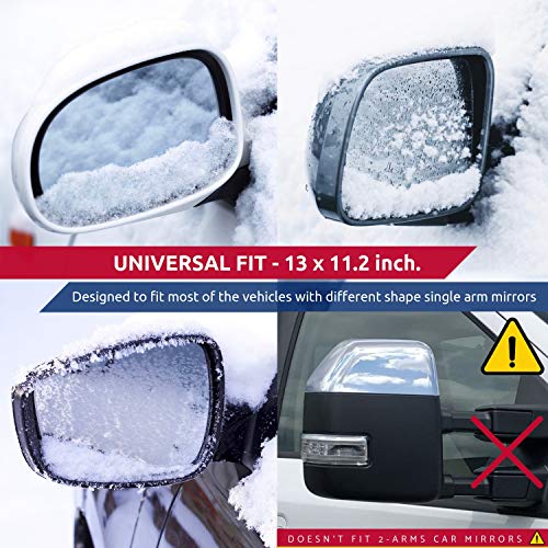 Autoamerics Car Side View Mirror Snow And Ice Cover - Set Of 2 - Winter Auto Accessories - Fit Most Universal Cars SUV Van Truck - Best Vehicle Mirrors Guard From Frost, Dirt, Dust, Rain and Bird Poop - Thumbnail 5