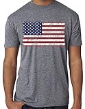 SoRock Men's USA American Distressed Flag Tri Blend Tshirt Xlarge Heather Grey