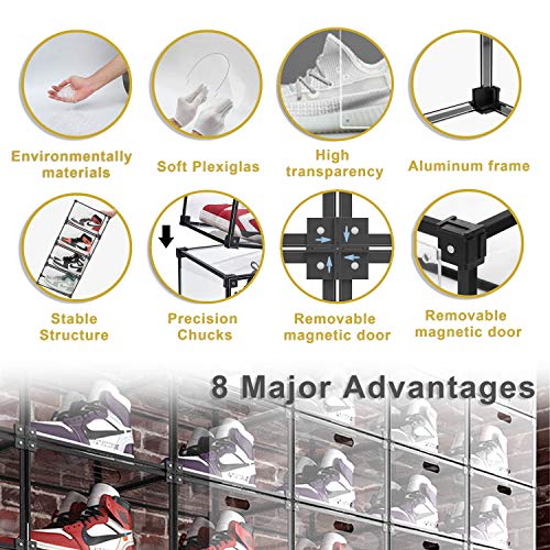 SOGOBOX Clear Acrylic Shoe Box,Foldable Stackable Plastic Shoe Box, As