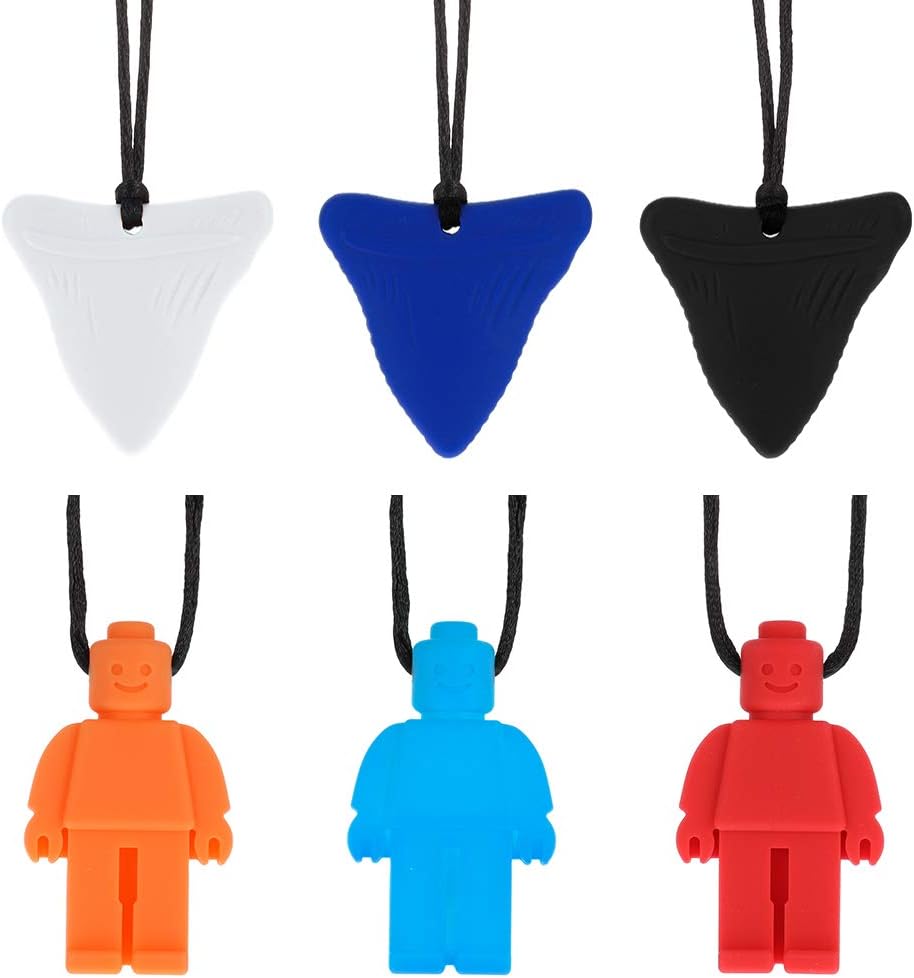 RosewineC 6 Pack Chew Necklace Perfect for Autistic,ADHD,SPD,Oral Motor Children,Kids,Boys,and Girls