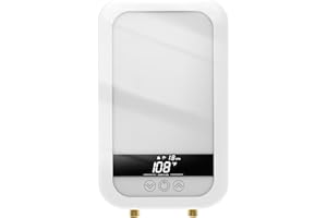 ANTUONY 4500W Tankless Water Heater Electric,110V Electric Water Heater With Digital Display,Instant Hot Water Heater On Demand Water Heater Under Sink (110 V, White)