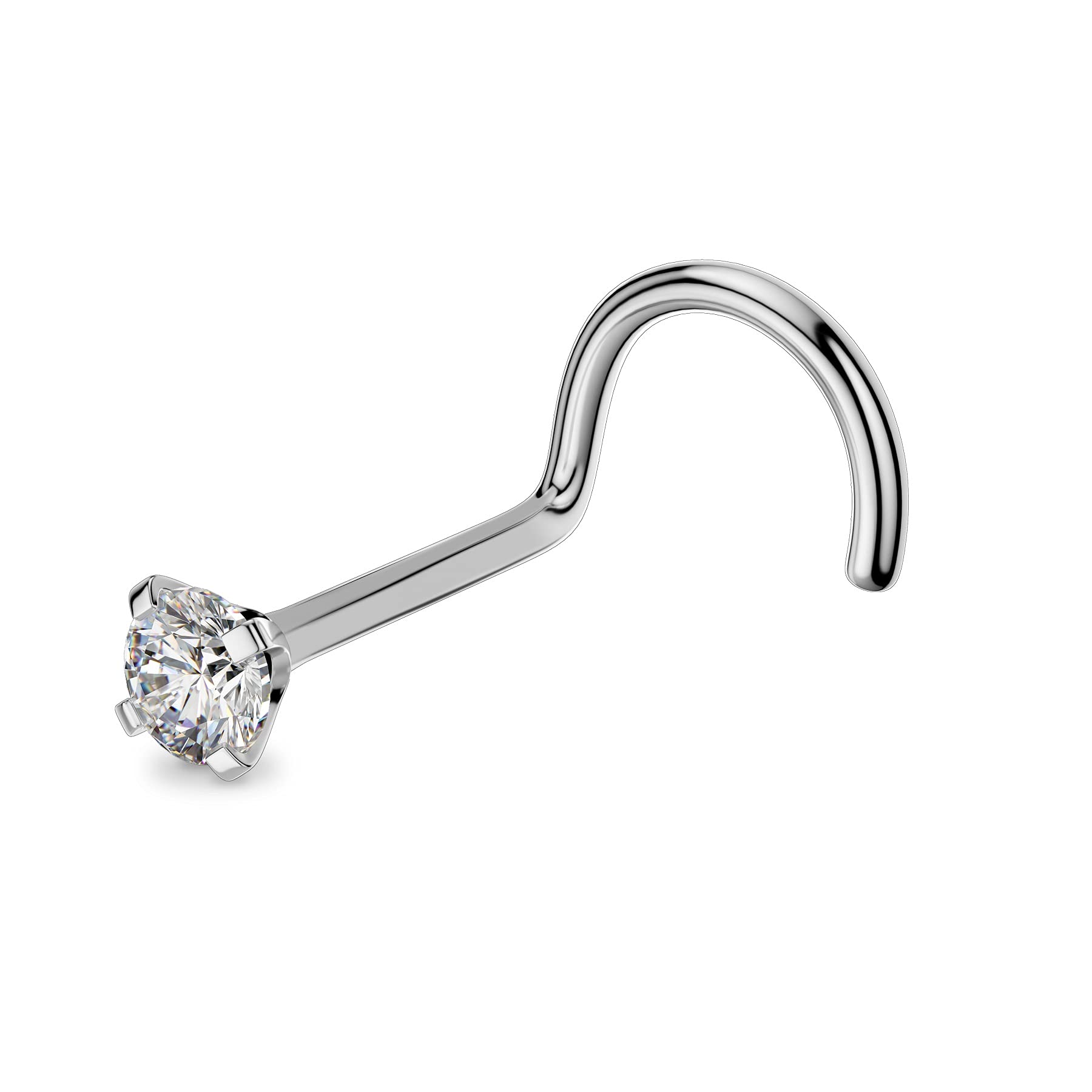 OUFER 20G Solid Titanium Nose Stud Piercing Screw Pack 0.8mm Nose Rings 3mm Clear CZ Round Nose Jewellery Nostril Body Piercings for Women Men