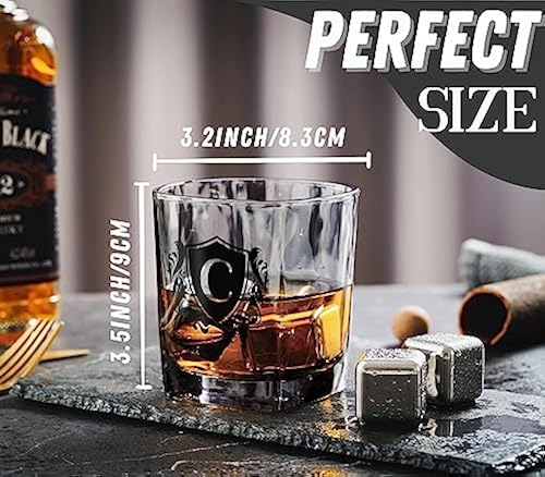 Whisky Gifts for Men, Personalized Initial Whiskey Glass with