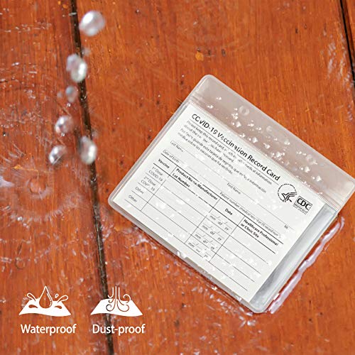 3 Pack CDC Vaccination Card Protector 4X3 in Immunization Record Vaccine Card Holder Horizontal Badge I\'d Name Tags Clear PVC Sleeve Waterproof Type Resealable Zip w 3 Lanyard Slots for Events Travel