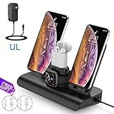 Wireless Charger for iPhone Charging Station for Apple, Wireless Charging Pad Stand for iPhone, Apple Watch Charging Stand with AirPods Charging Dock Wireless Charger for iPhone Xs XR X 8Plus