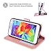 Galaxy S5 Mini Leather Flip Case - SOWOKO Samsung S5 Mini Wallet Case Credit Card Slots ID Holder, [Slim Fit] Shockproof Protective Phone Cover for Samsung Galaxy S5 Mini (Rose Gold)