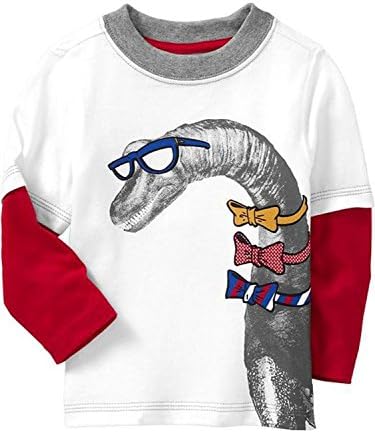 Boys' Kids White Long Sleeve Cotton T-Shirts Cartoon Tops Size 24M