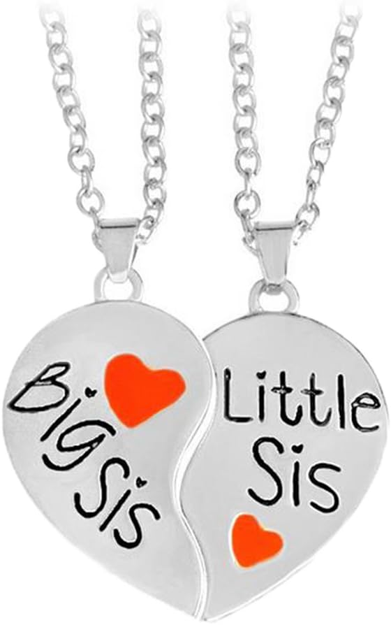 Fengteng BIG SIS LITTLE SIS Love Sisters Friendship Necklace 2 Pieces