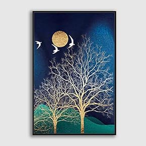 Framed Canvas Home Artwork Decoration Abstract Colorful Scenery Canvas Wall Art for Living Room, Bedroom - 16x24 inches