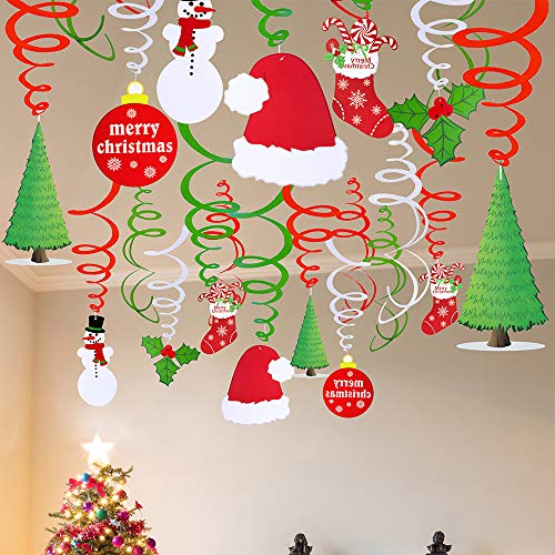 30 Pcs Christmas Hanging Swirl Decorations Party Swirls Foil