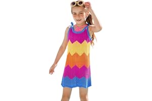 CHILDRENSTAR Girls Knit Swimsuit Cover ups Summer Beach Bathing Suit Coverups Cami Dress with Sunglasses for size 4-13Y