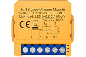 Mucalam Tuya Zigbee Smart Dimmers Switch Module 1CH Control LED Lights Dimmable Switch Stepless Dimming+Voice Control