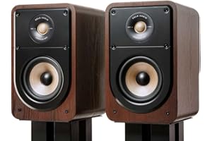 POLK AUDIO Polk Signature Elite ES10 Surround Sound Speakers - Hi-Res Audio Certified, Dolby Atmos & DTS:X Compatible, 1" Tweeter & 4" Woofer, Power Port Technology for Bass (Pair, Contemporary Walnut)