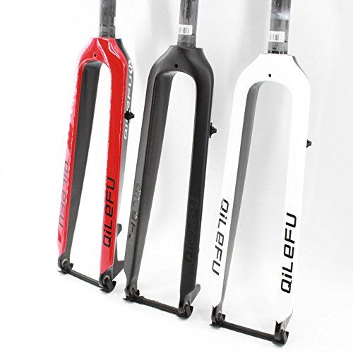 QILEFU Mountain Bike Full Carbon Fibre Bicycle Hard Front Fork Disc Brake MTB 26er 29er Parts (Red, Large) - Thumbnail 4