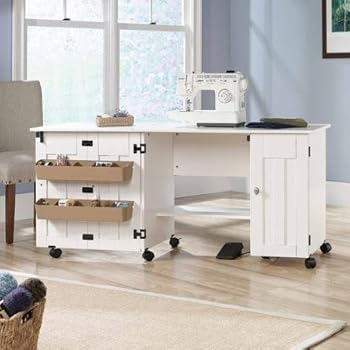 Sauder Sewing Craft Cart in Soft White