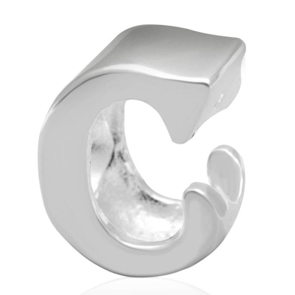 Alphabet Charms 925 Sterling Silver Beads Letter Initial C Charm Anniversary Charm Words Charm fits Pandora Charms Bracelet (C)