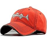 AKIZON Orange Fishing Hat Adjustable Trucker Baseball Caps Fish Bones For Mens Womens