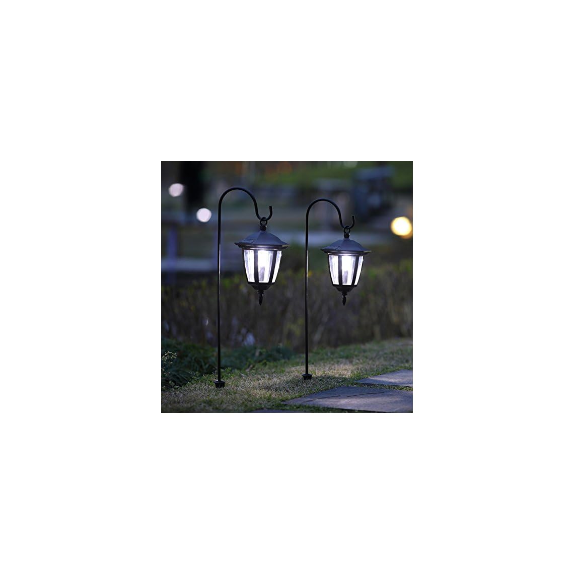 Maggift 34 Inch Hanging Solar Lights Dual Use Shepherd Hook Lights with