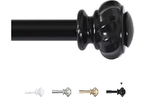 H.VERSAILTEX Curtain Rods for Windows 16 to 121 Inch, 3/4 Inch Black, Metal, Wall Mounted, Bedroom, Living Room, Patio, Comme