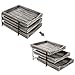 MyGift 3-Tier Rustic Torched Wood Desk Organizer Document Tray with Black Metal Frame and Sliding Trays