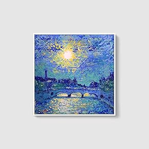 Framed Canvas Home Artwork Decoration Night Canvas Wall Art for Living Room, Bedroom - 16x16 inches