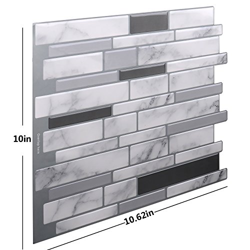 Vamos Tile Premium Anti Mold Peel and Stick Tile Backsplash,Stick On Backsplash Wall Tiles for Kitchen & Bathroom-Removable,Self Adhesive-10.62" x 10" (6 Sheets)