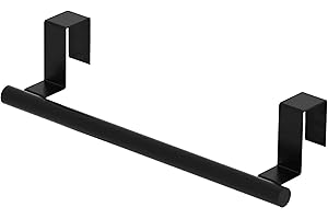 Cabinet Door Towel Bar - Single, Stainless Steel & Matte Black Over Cupboard Door Towel Holder