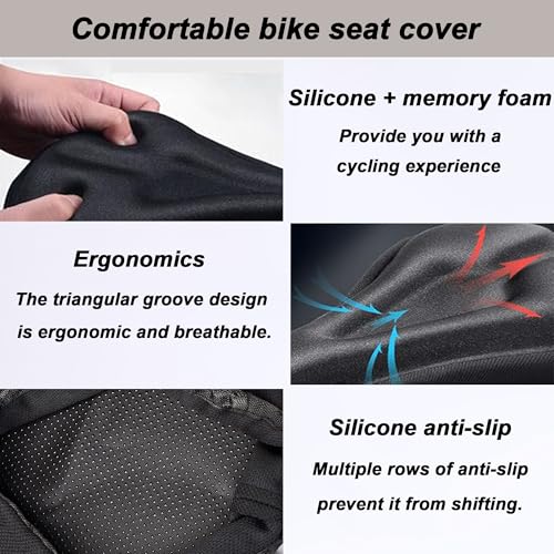 RIXOW Gel Saddle Cover Bicycle Saddle Cover Gel Cover for Road Bike Saddles Mountain Bike Saddle Protector for Bicycle Seat