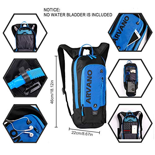 Arvano Cycling Backpack Biking Rucksack - Breathable Hydration Pack Lightweight Ski Rucksack, Gear for Running Biking Skiing (Blue) （No Water Bladder） - Thumbnail 5