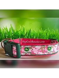 John Deere Pink Camo Dog Collar with Leash Option
