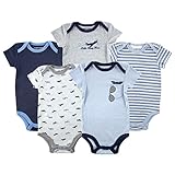 Luvable Friends Hanging 5 Pack Bodysuits, Airplane, 3-6 Months
