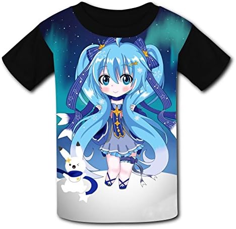 Youujihus Snow Cartoon Miku 3D Print Youth T-Shirts Crew Neck Kids Tees