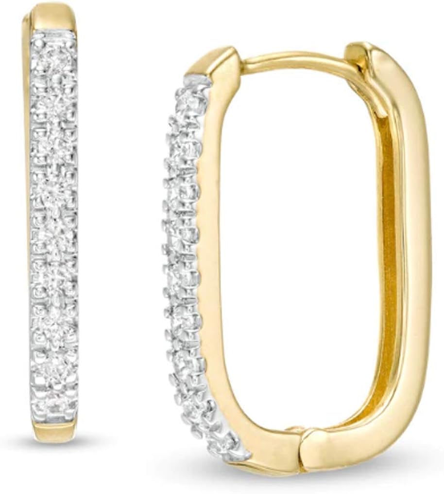 1/3 CT.T.W. Round Cubic Zirconia Elongated Hoop Earrings