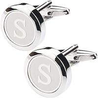 Dannyshi Mens Classic Stainless Steel Initial Cufflinks 26 Alphabet Initial Letter Cufflinks Business Wedding Shirts A-Z