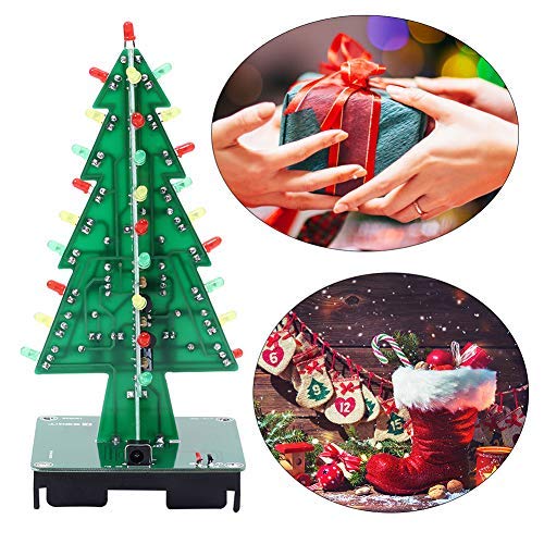 IS Icstation DIY 3D Xmas Tree Electronic Soldering Assemble Kit 3 Color Flashing LED Science School STEM Projects Creative Gift