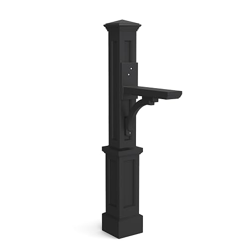 Brunswick Large Steel Post Mount Mailbox – Black With Brushed Nickel Trim, Heavy-Duty Galvanized Steel, Fully Assembled