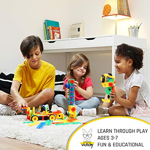 SMART WALLABY Bolts and Nuts Toy for Kids Ages 3+ Teaches STEM Skills - 101-pc. Construction Building Blocks for Fun Educational & Creative Growth - STEAM Learning Building Set with 52-pc. Gift Kit