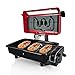 Nutrichef Electric Fish Grill Indoor Cooking - Small Outdoor Backyard BBQ For Fish Steak Meat Skewer & Seafoods - High Griddle Heat Searing Removable Countertop & Washable Cover Cook Tray Red (PKFG14)