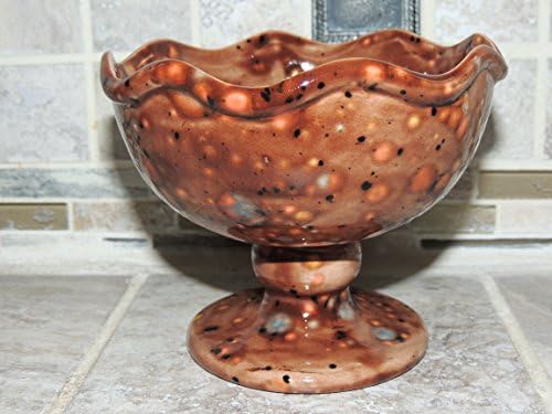Bowl, Sundae cup on Pedestal. Unique Brown Speckled Glaze. Dishwasher and microwave safe.