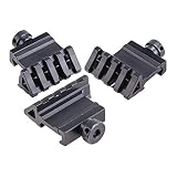Pinty 45-Degree Offset Angle Rail Mount Picatinny for Flashlights Lasers, 4 Slots 20mm Weaver Style Tactical, 3PCs